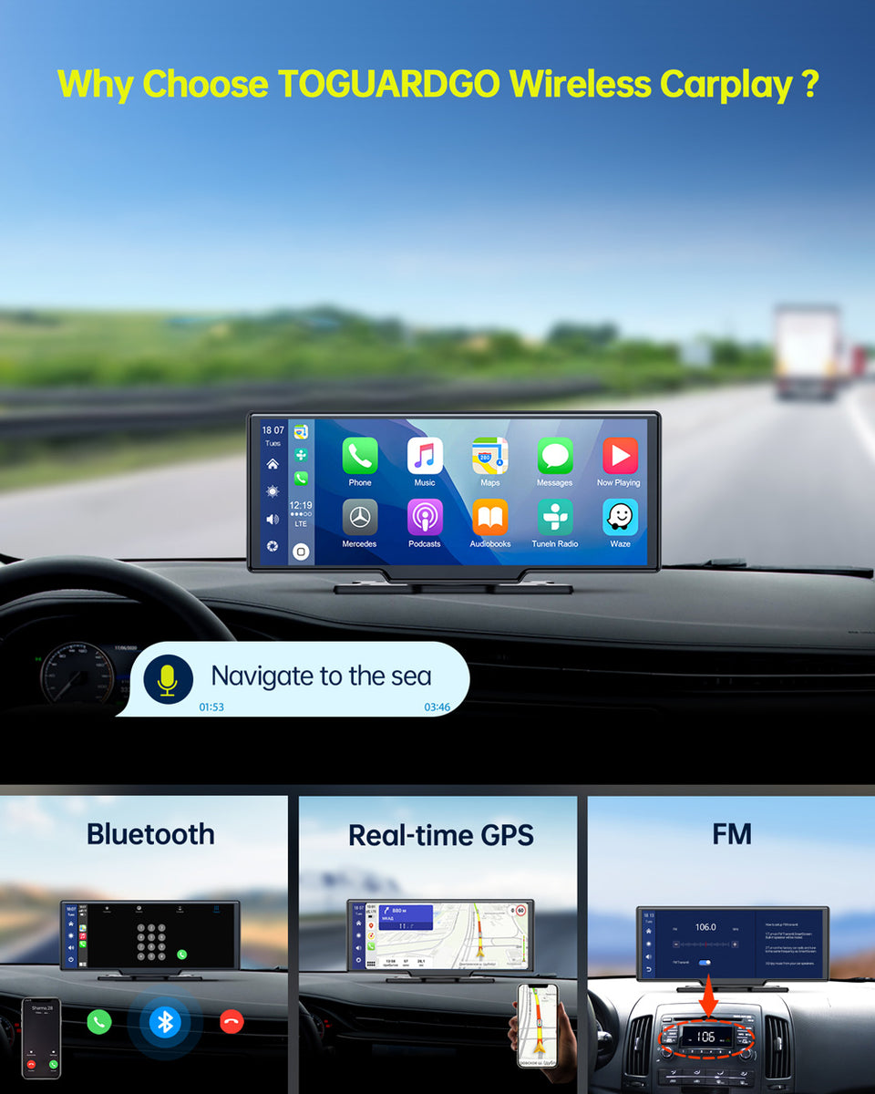 LAMTTO 9.26 Wireless Car Stereo Apple Carplay with 2K Dash Cam