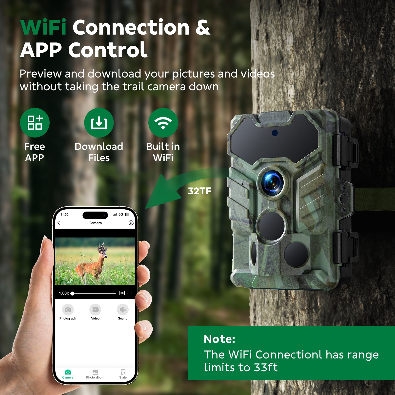 Campark TC29 WIFI Trail Camera, No Glow Night Vision