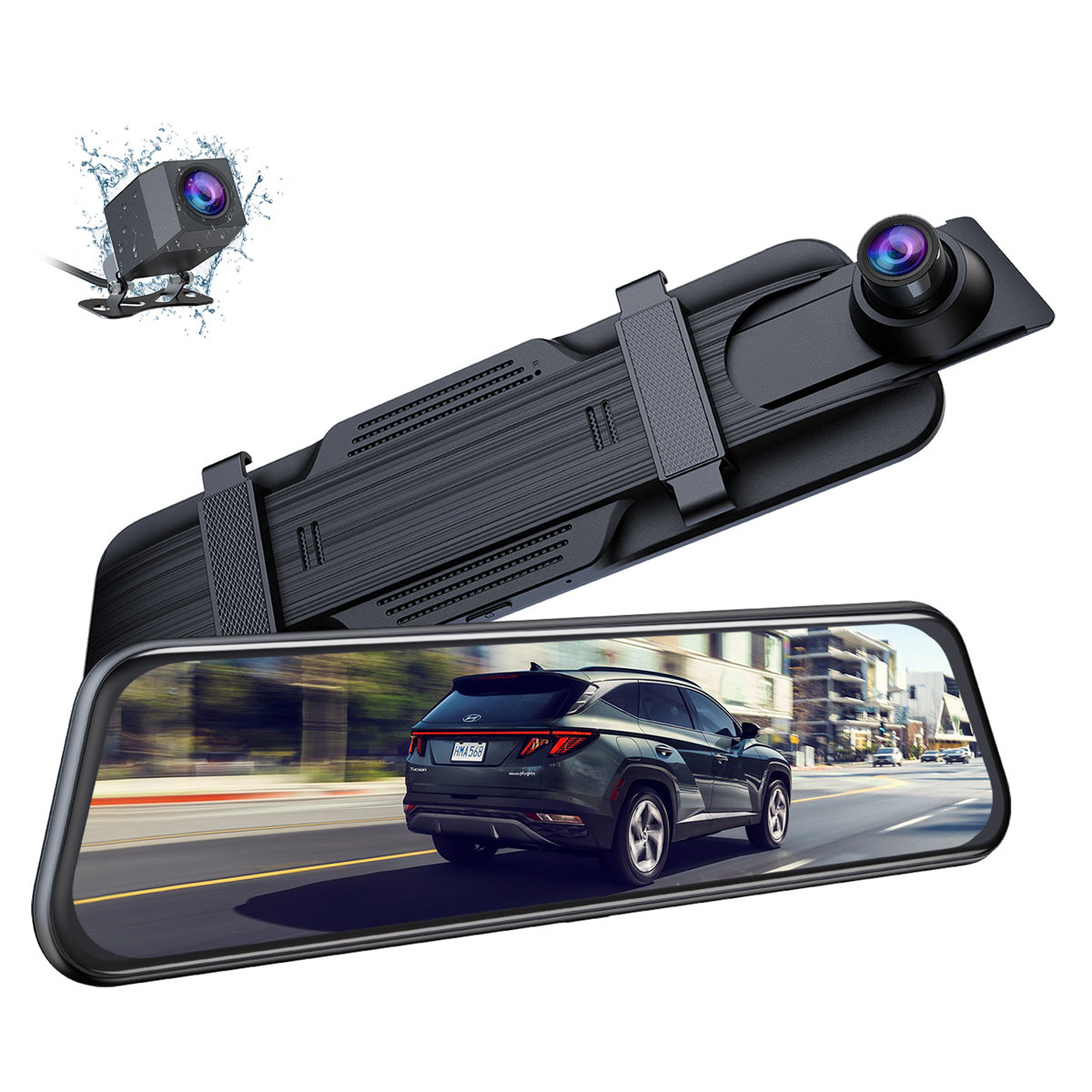 10'' Smart Rear View Mirror Camera For Car,2160p Dual Dash Cameras Front &  Rear