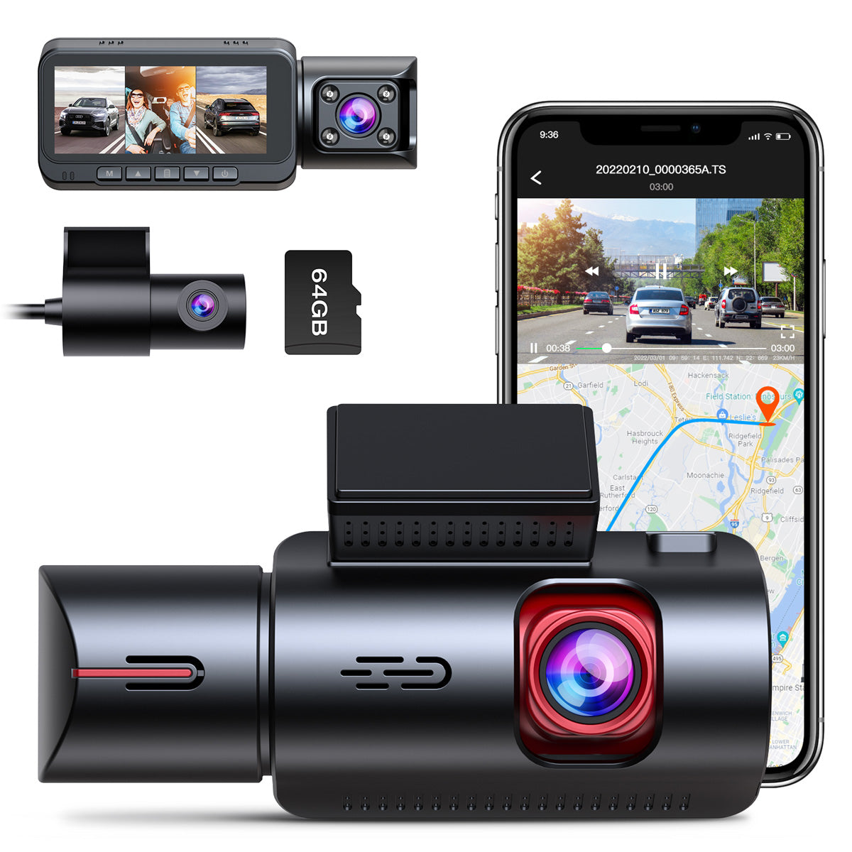 Campark DC35 Dual 1080P Dash Cam w/GPS, Front and Inside Car Camera w/ –  Campark - Focus on Cameras