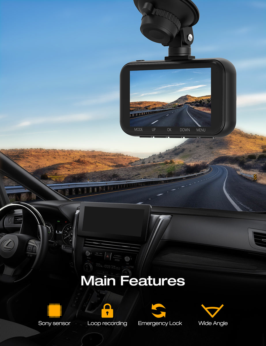 Campark DC30A Dash Cam Native 4K Front and 1080p Rear Car Camera
