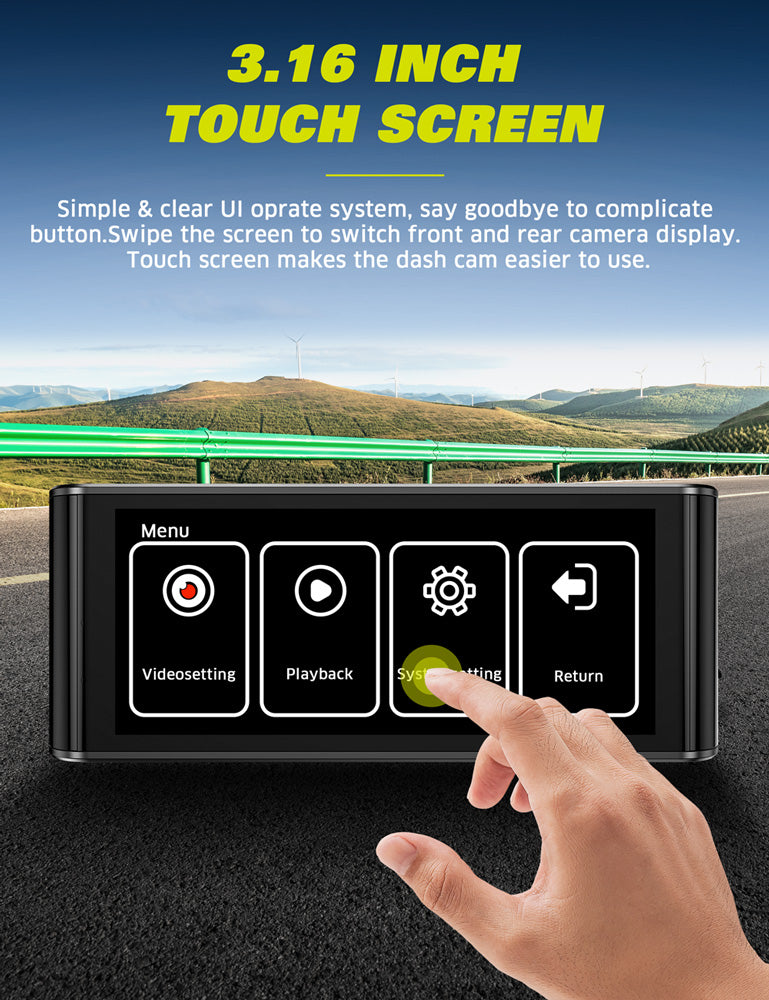 4K+1080P, GPS, WiFi Car Dash Camera with 3inch Touch Screen