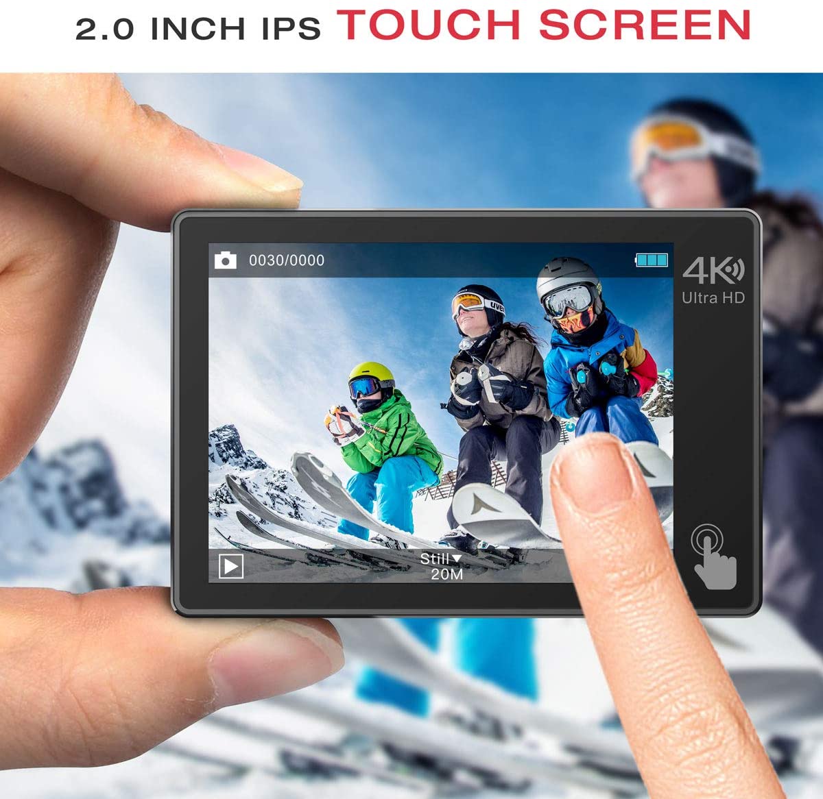 Campark X20C Action Camera Native 4K Ultra HD 20MP with EIS Stablization  Touch Screen Remote Control（Only available in the US and Canada）