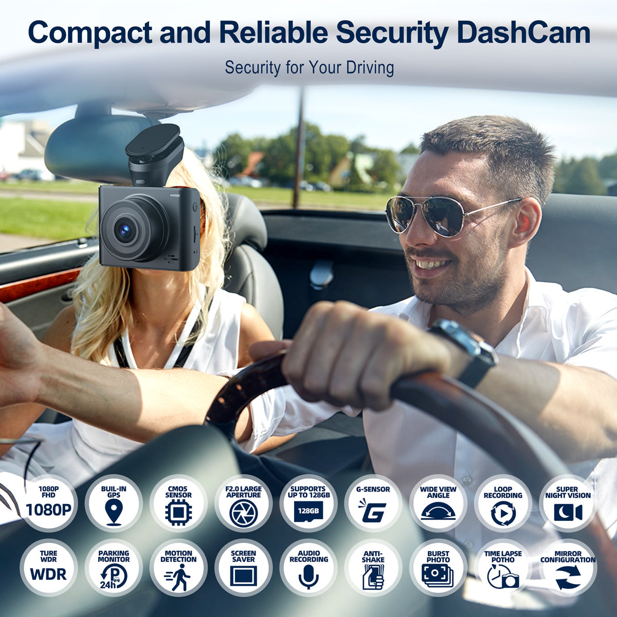 WiFi GPS 4K Dash Cam with IR Night Vision, Toguard 3 Channel Front Inside Rear Dash Camera Car Driving Recorder CE66A