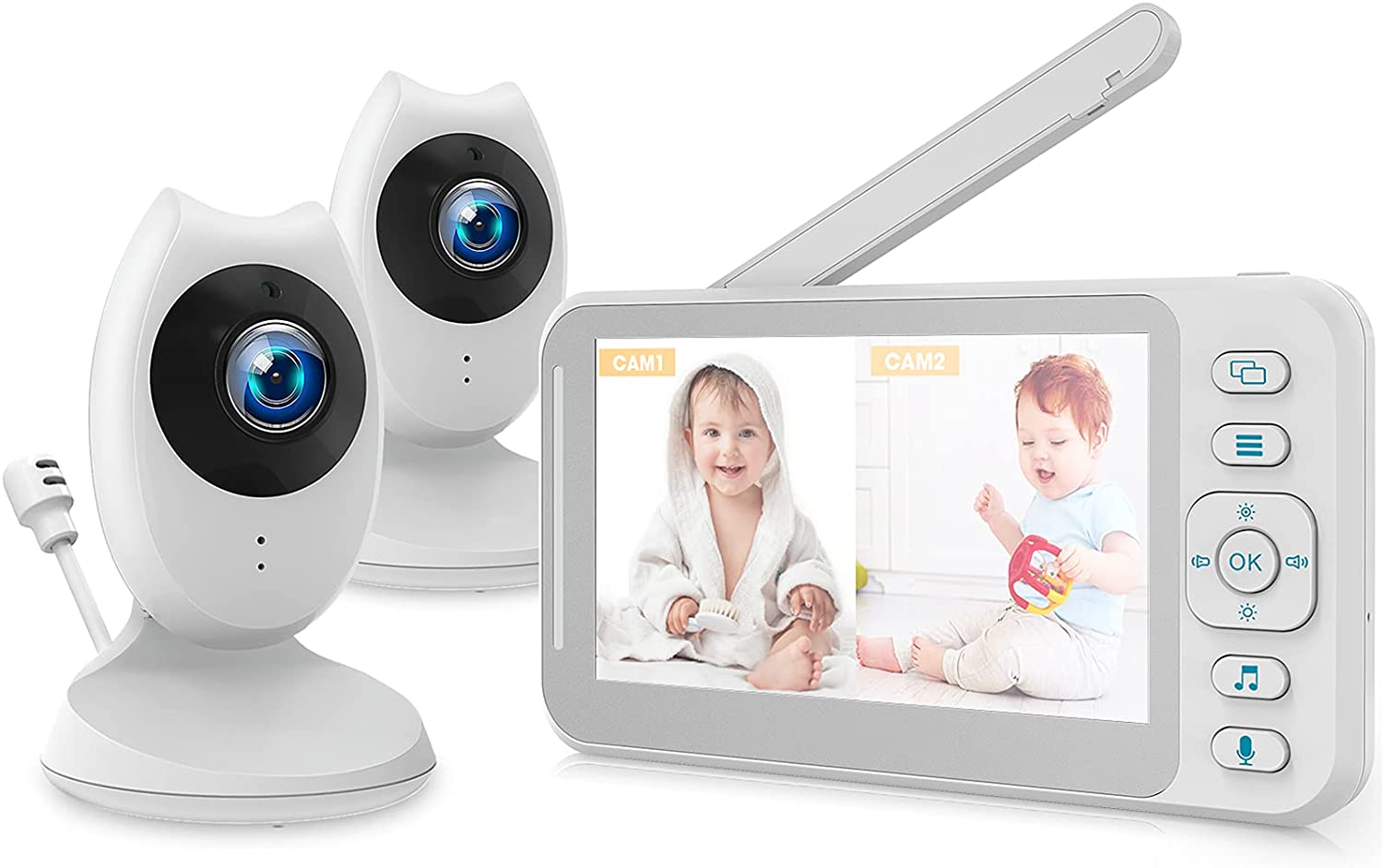 Boifun Babyphone Kabellos VOX Temperaturüberwachung mit Kamera & 3,2 Zoll  LCD