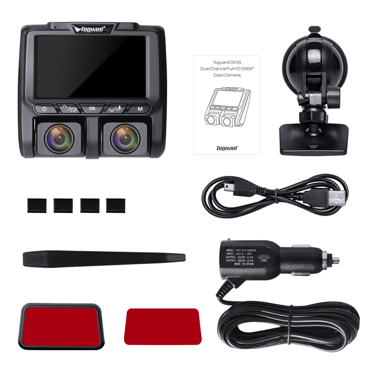 TOGUARD Uber Car FHD 1080P Dual Dash Cam IR Night Vision Video Recorder  Camera