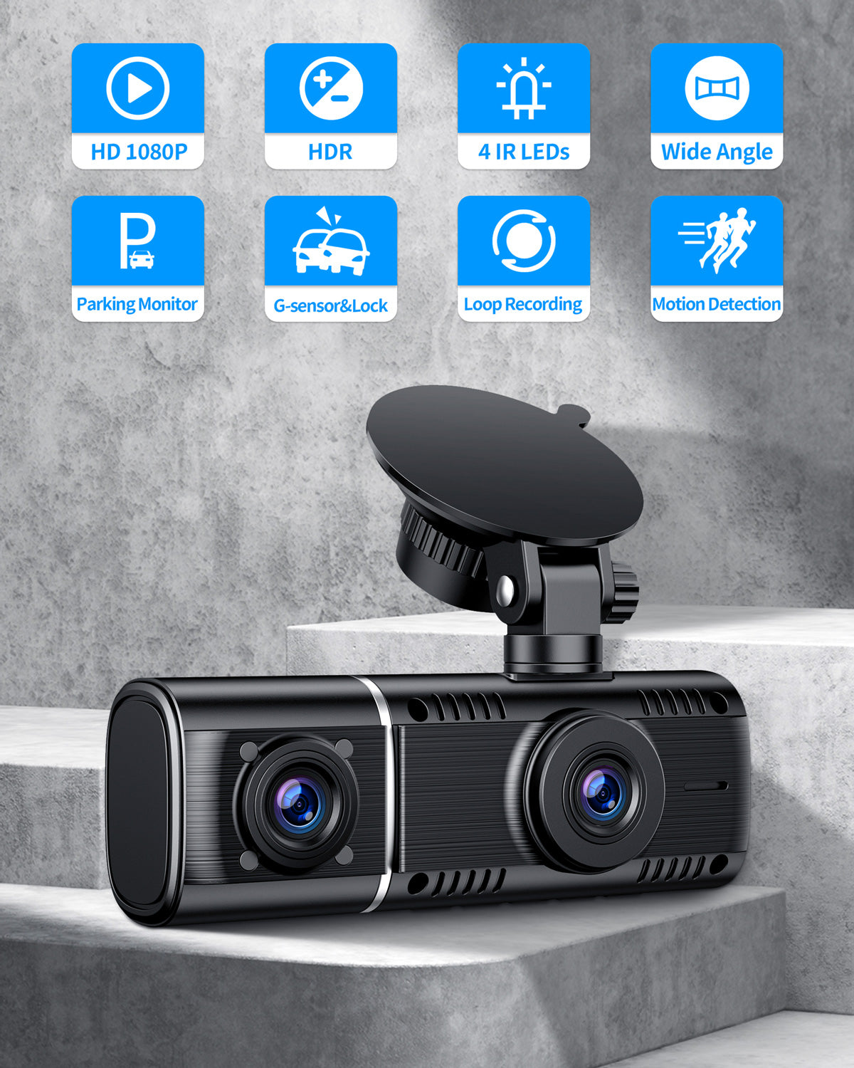 Campark Dual Dash Cam FHD 1080P Front and Rear GPS Car DVR Dash Camera  G-sensor
