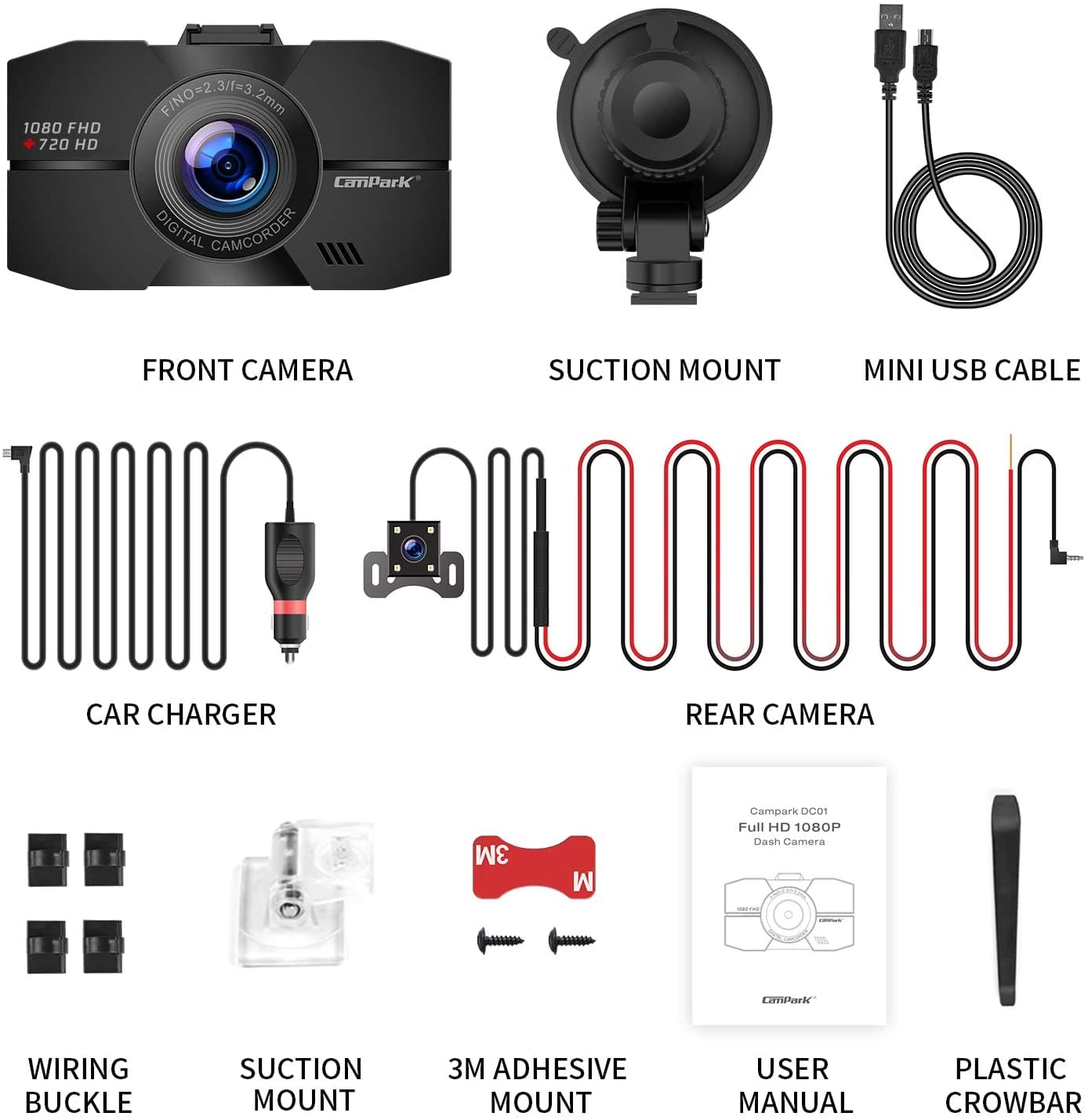 Campark DC02 Full HD Front- und Heck-Dashcam mit Nachtsicht – Campark -  Focus on Cameras